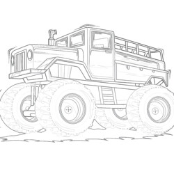 Red Monster Truck - Printable Coloring page