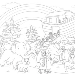 Noah’s Ark And The Animals - Printable Coloring page