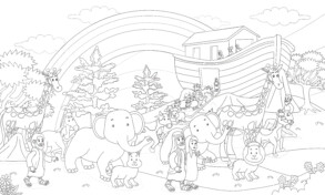 Noah’s Ark And The Animals - Coloring page