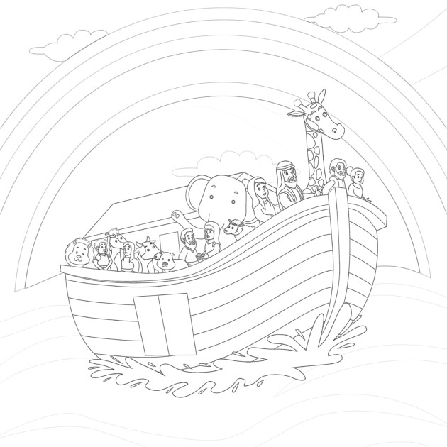 Noah And The Ark Coloring Page - Mimi Panda