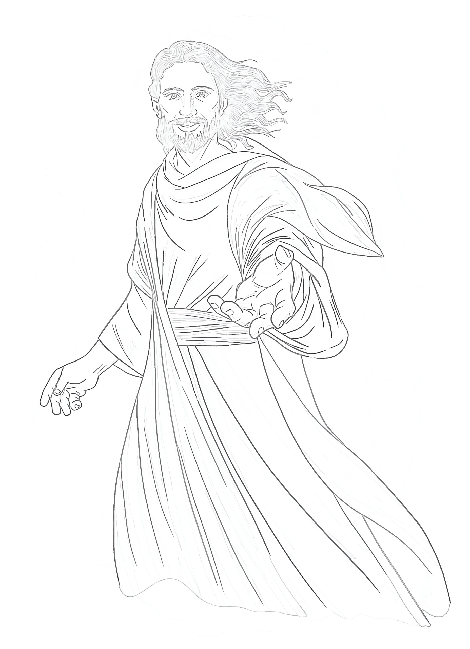 Jesus With An Open Hand - Coloring page