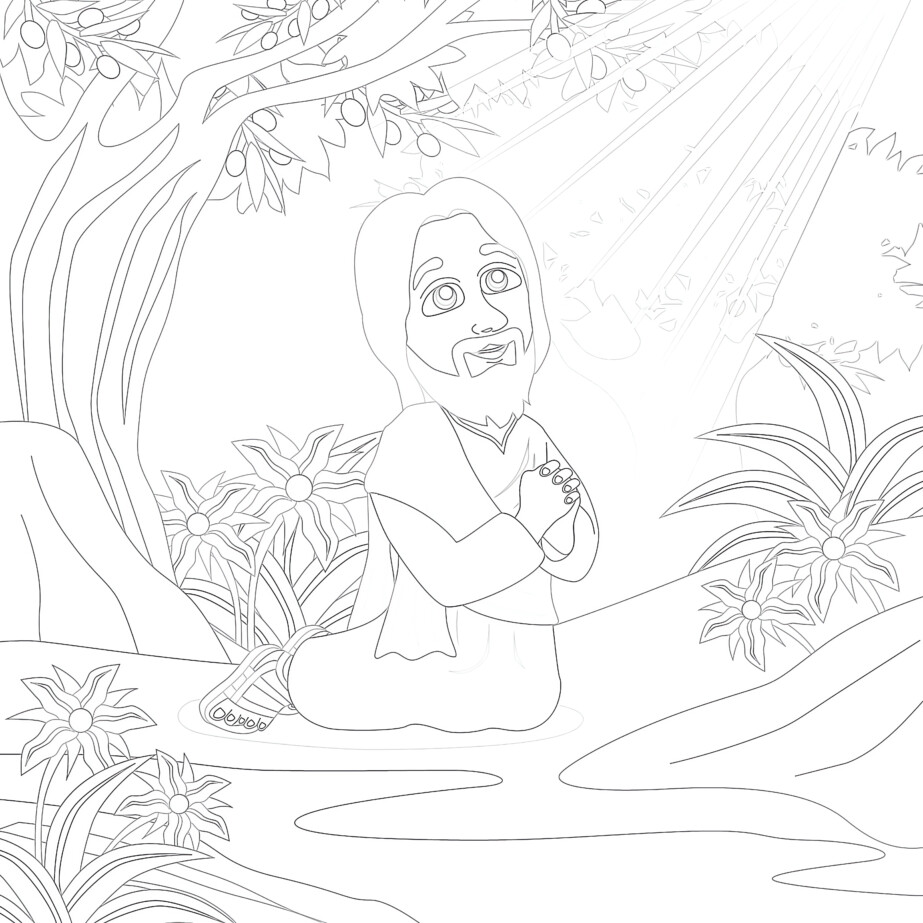 Jesus Prays In The Garden Of Gethsemane - Coloring page