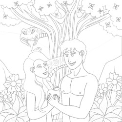 Adam And Eve - Printable Coloring page