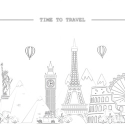 Travel To World - Printable Coloring page