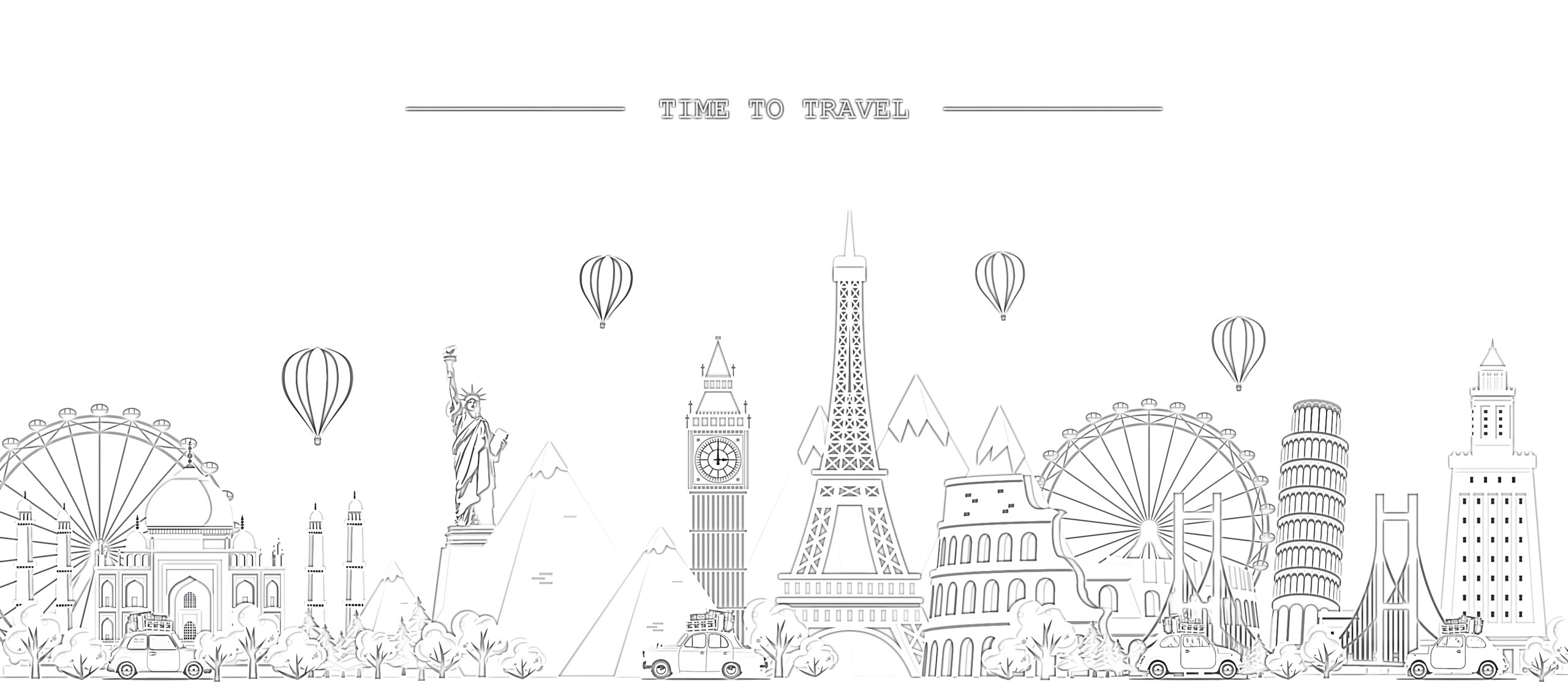 Travel To World - Coloring page