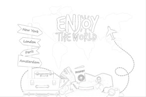 World Travel By Airplane - Coloring page