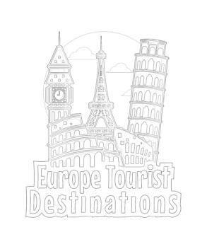 Europe Tourist Destinations - Coloring page