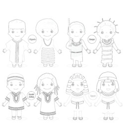 Kids In Traditional Costumes - Printable Coloring page