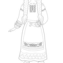 Kids In Traditional Costumes - Coloring page