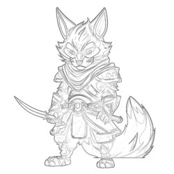 Demon Fox Waiting For Warrior - Printable Coloring page