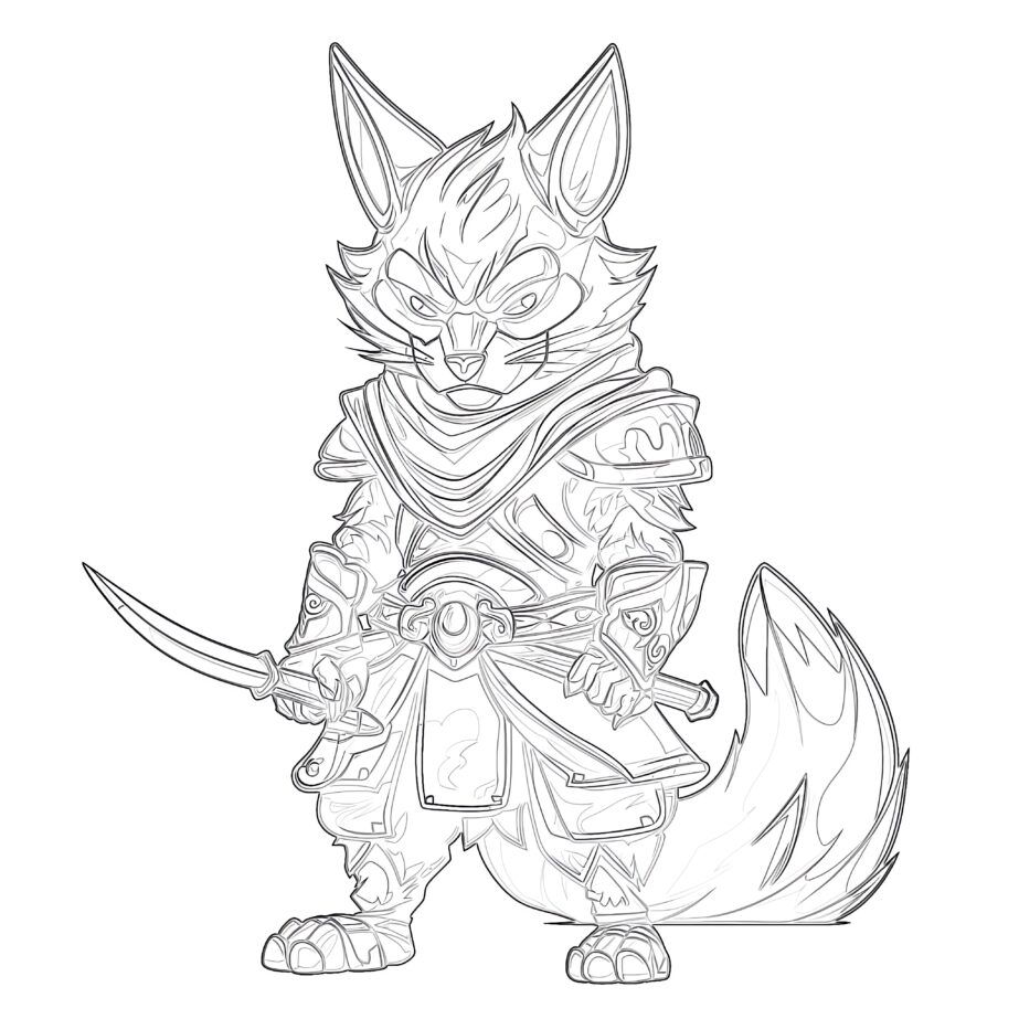 Demon Fox Waiting For Warrior Coloring Page