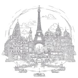 Europe Tourist Destinations - Printable Coloring page
