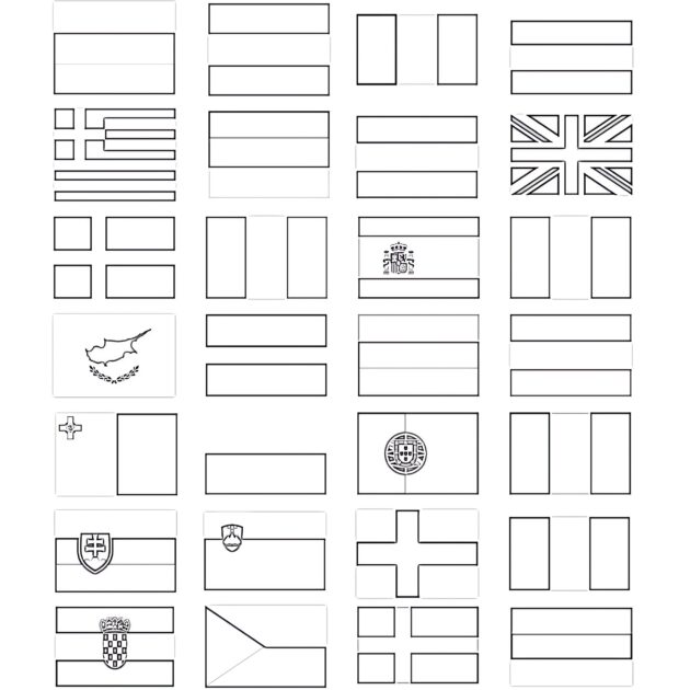 European Union Countries Flags Coloring Page | Coloring Pages Mimi Panda