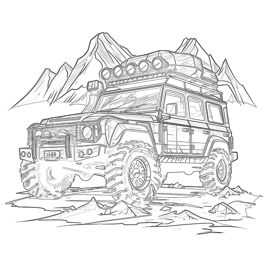 Extreme Travel Car Coloring Page