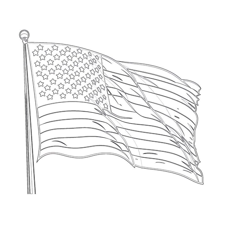 Flag Of USA Coloring Page