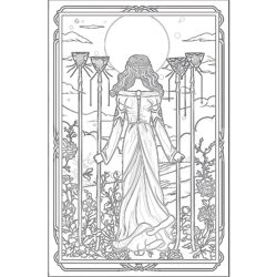Four Of Wands - Printable Coloring page