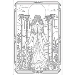 Four Of Wands Coloring Page - Printable Coloring page