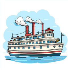 Funny Retro Paddle Passenger Steamboat - Origin image