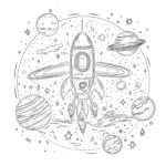 Hand Drawn Colorful Space Coloring Page