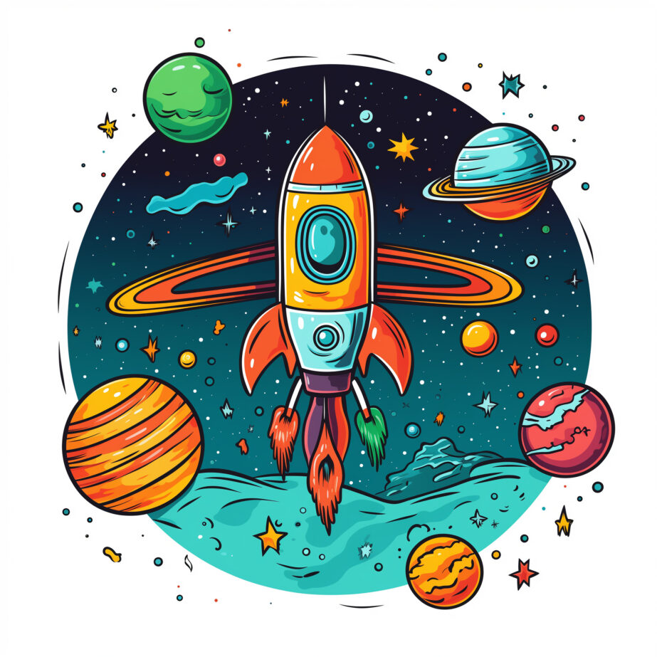 Hand Drawn Colorful Space Coloring Page 2