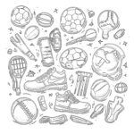 Hand Drawn Doodle Sport Coloring Page