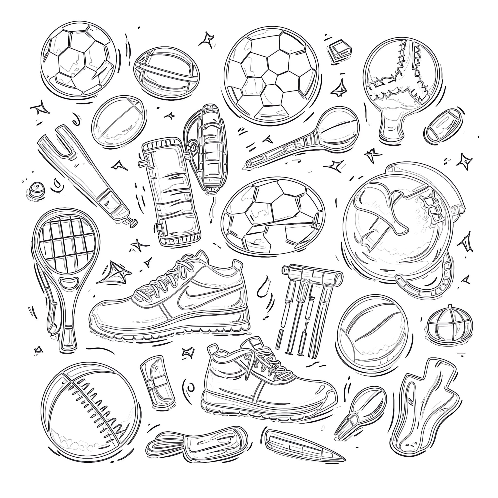 Hand Drawn Doodle Sport Coloring Page Coloring Pages Mimi Panda