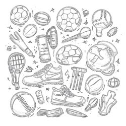 Hand Drawn Doodle Sport - Printable Coloring page