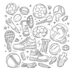 Hand Drawn Doodle Sport - Printable Coloring page