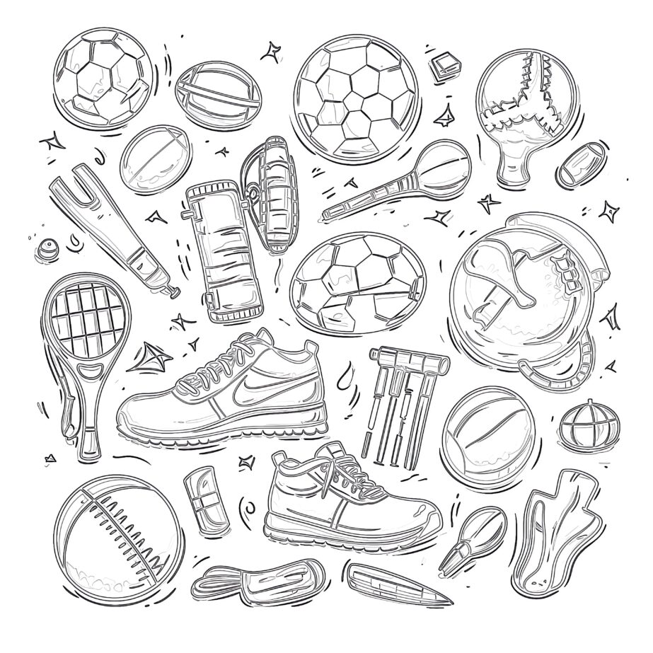 Hand Drawn Doodle Sport Coloring Page