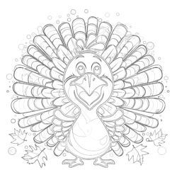 Happy Turkey Bird - Printable Coloring page