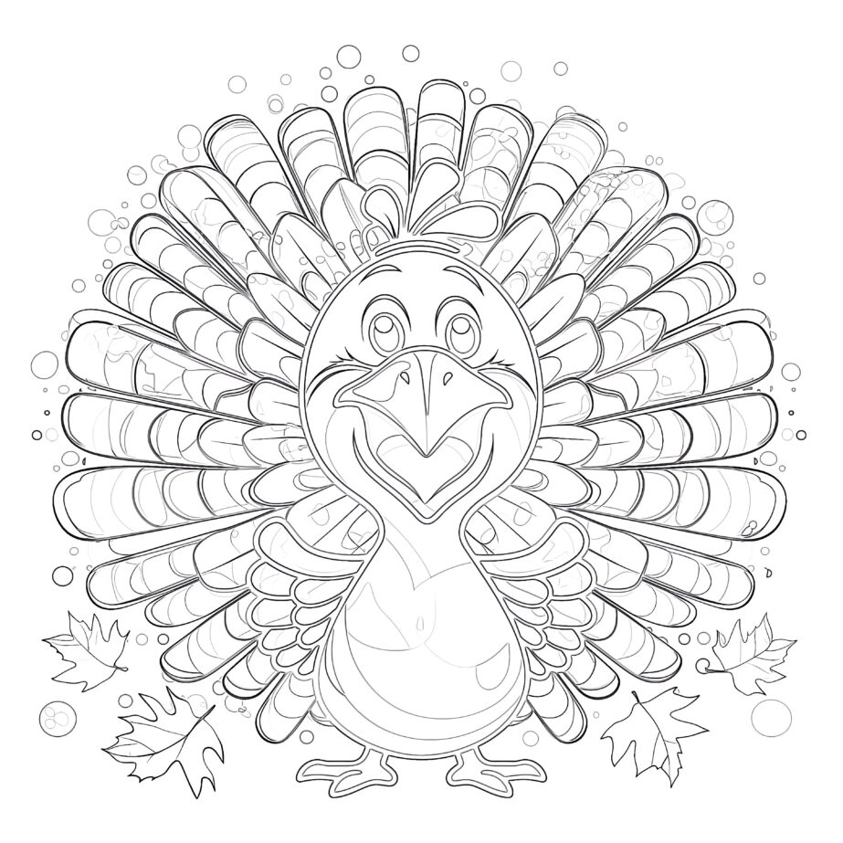 Happy Turkey Bird Coloring Page