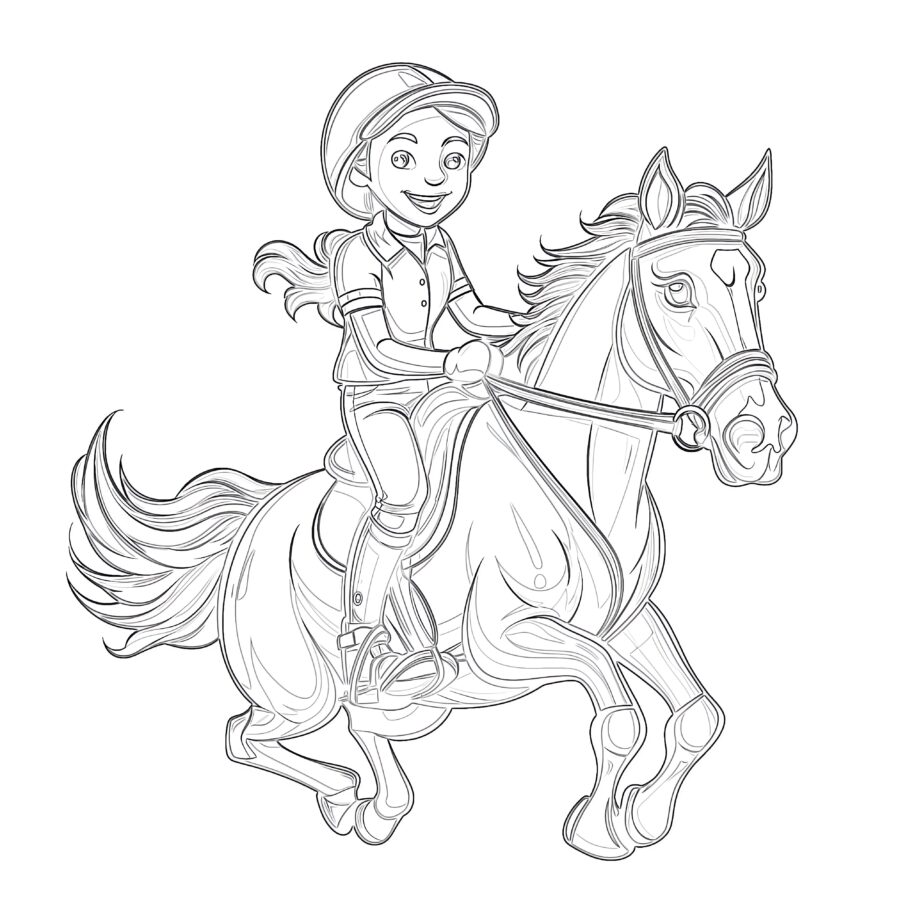 Horse Riding Coloring Page