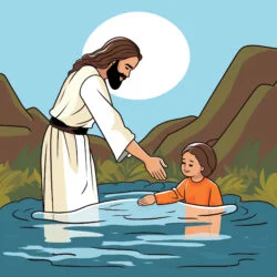 Jesus Being Baptized in the Jordan River Coloring Page - Origin image
