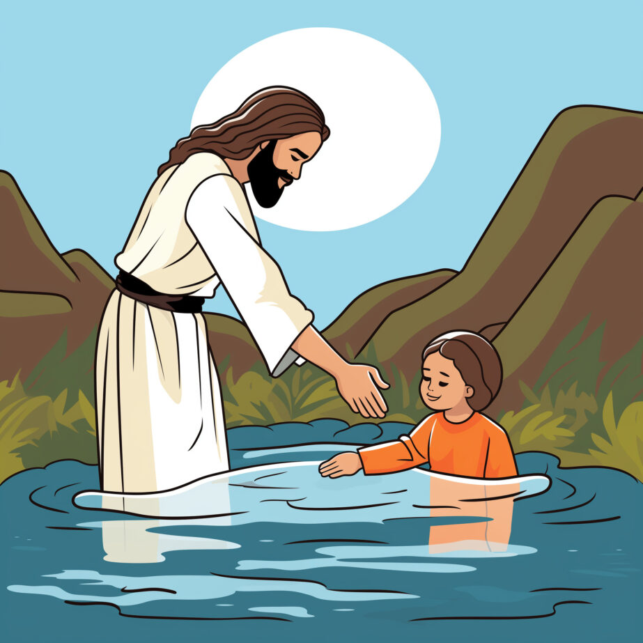 Jesus Being Baptized In Jordan River Coloring Page 2