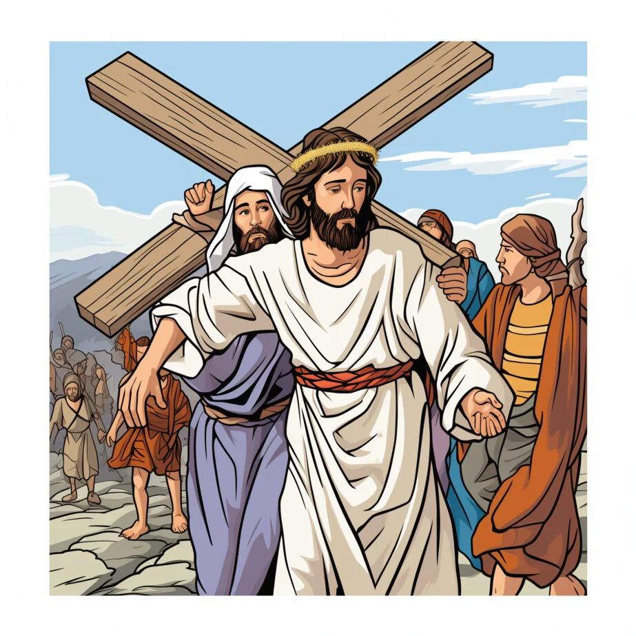 Jesus Carried The Cross Assisted By Simon From Cyrene Coloring Page 2