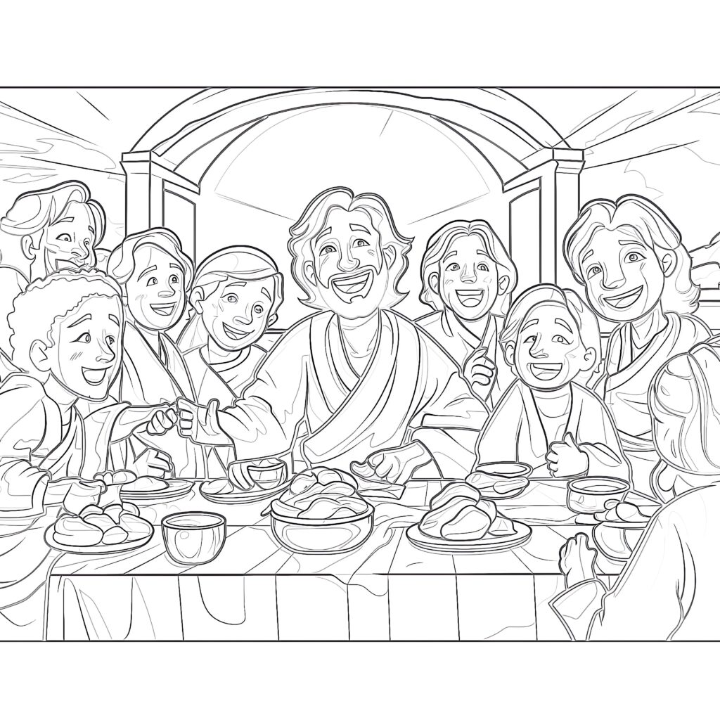 Jesus Celebrates the Last Supper with the Disciples Coloring Page ...