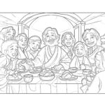 Jesus Celebrates The Last Supper With The Disciples Coloring Page