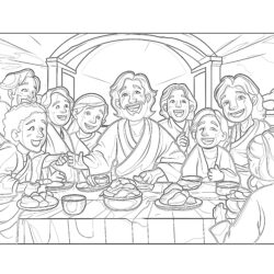 Jesus Celebrates the Last Supper with the Disciples Coloring Page - Printable Coloring page
