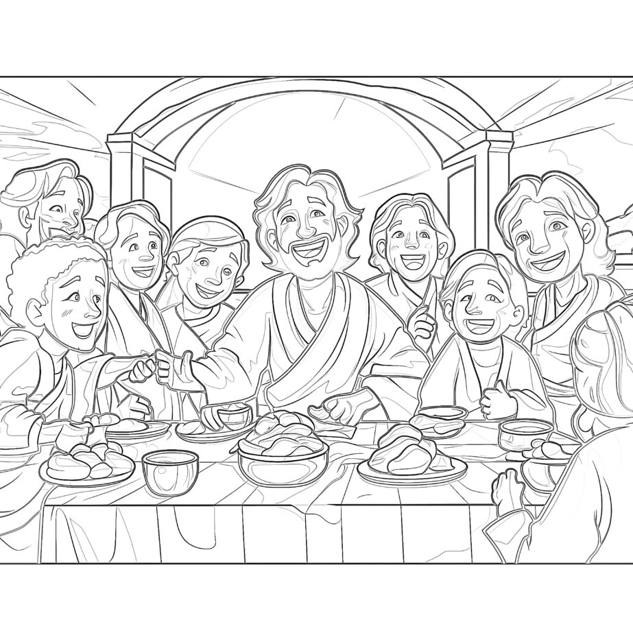 Jesus Celebrates The Last Supper With The Disciples Coloring Page