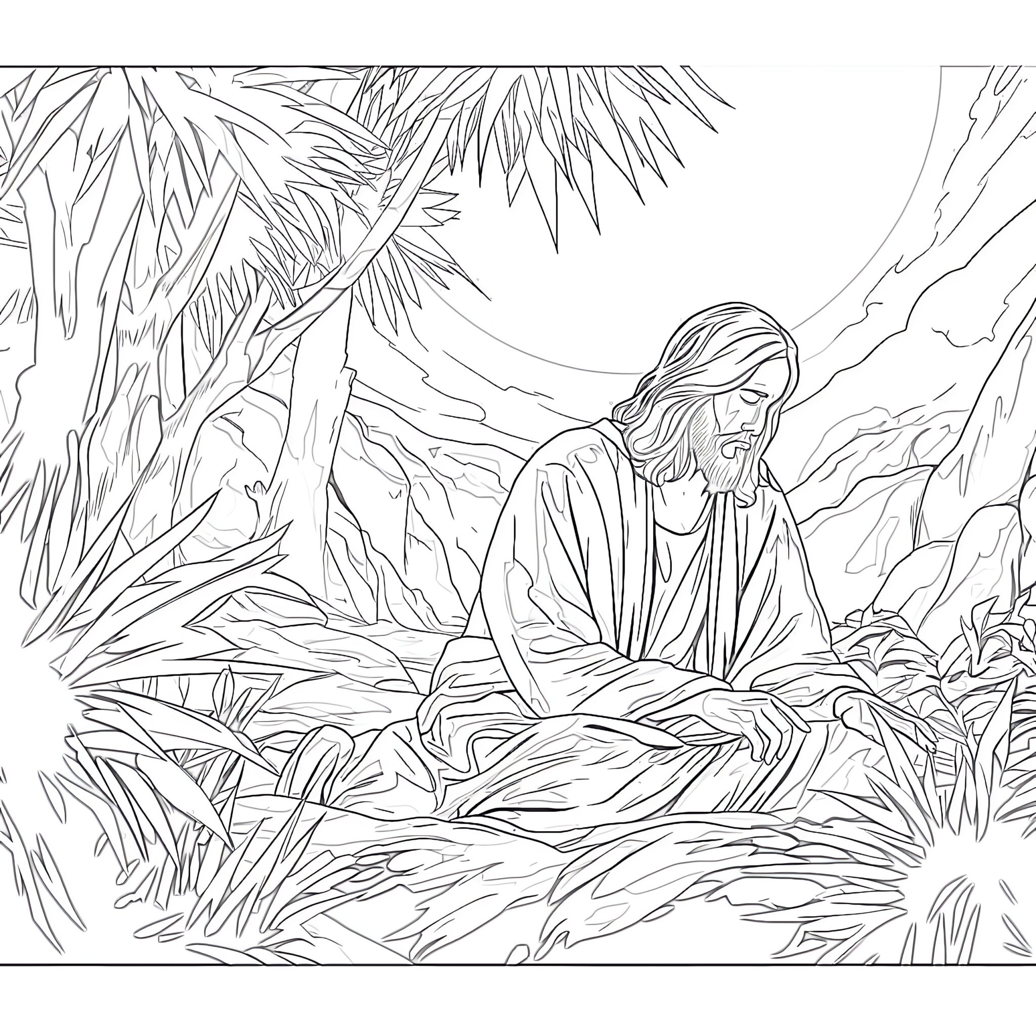 Jesus Prays in the Garden of Gethsemane Coloring Page | Coloring Pages