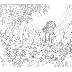 Jesus Prays in the Garden of Gethsemane Coloring Page - Printable Coloring page