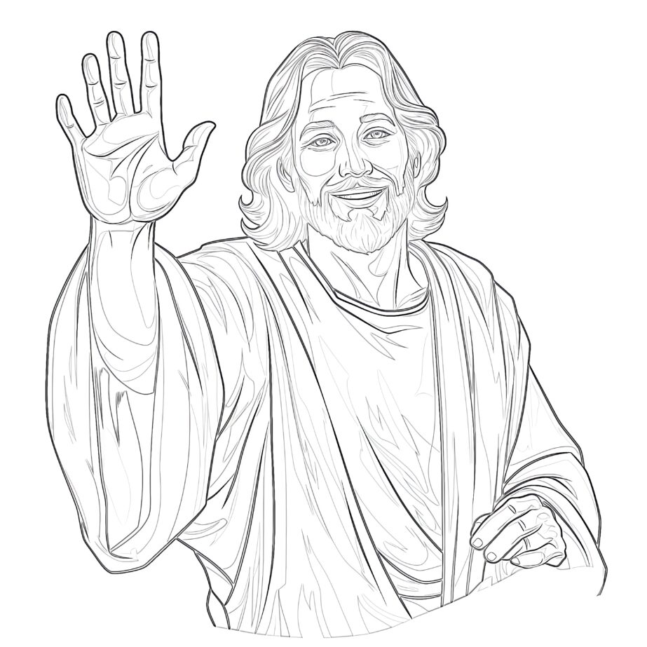 Jesus With An Open Hand Coloring Page