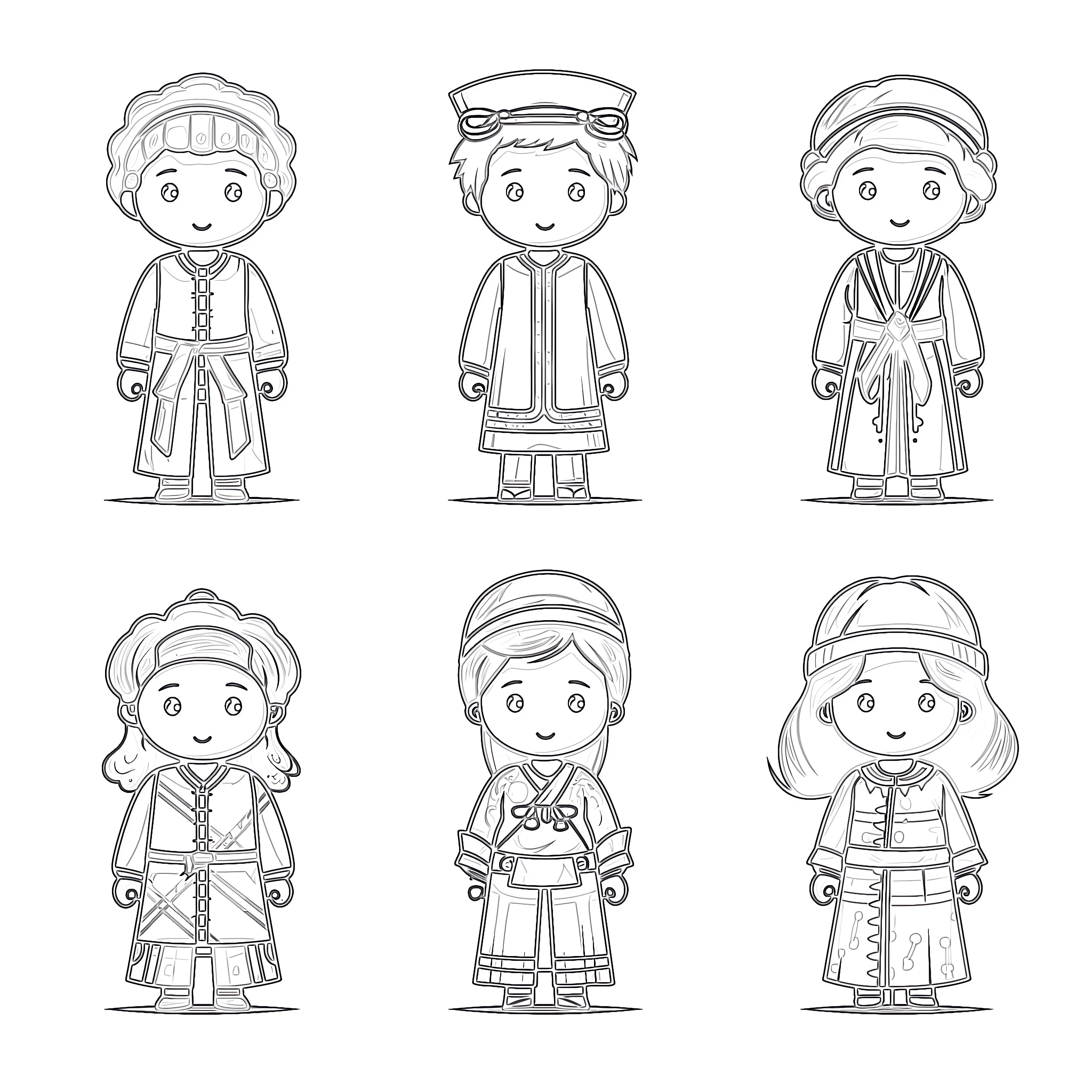 Kids in Traditional Costumes Coloring Page  Coloring Pages Mimi Panda