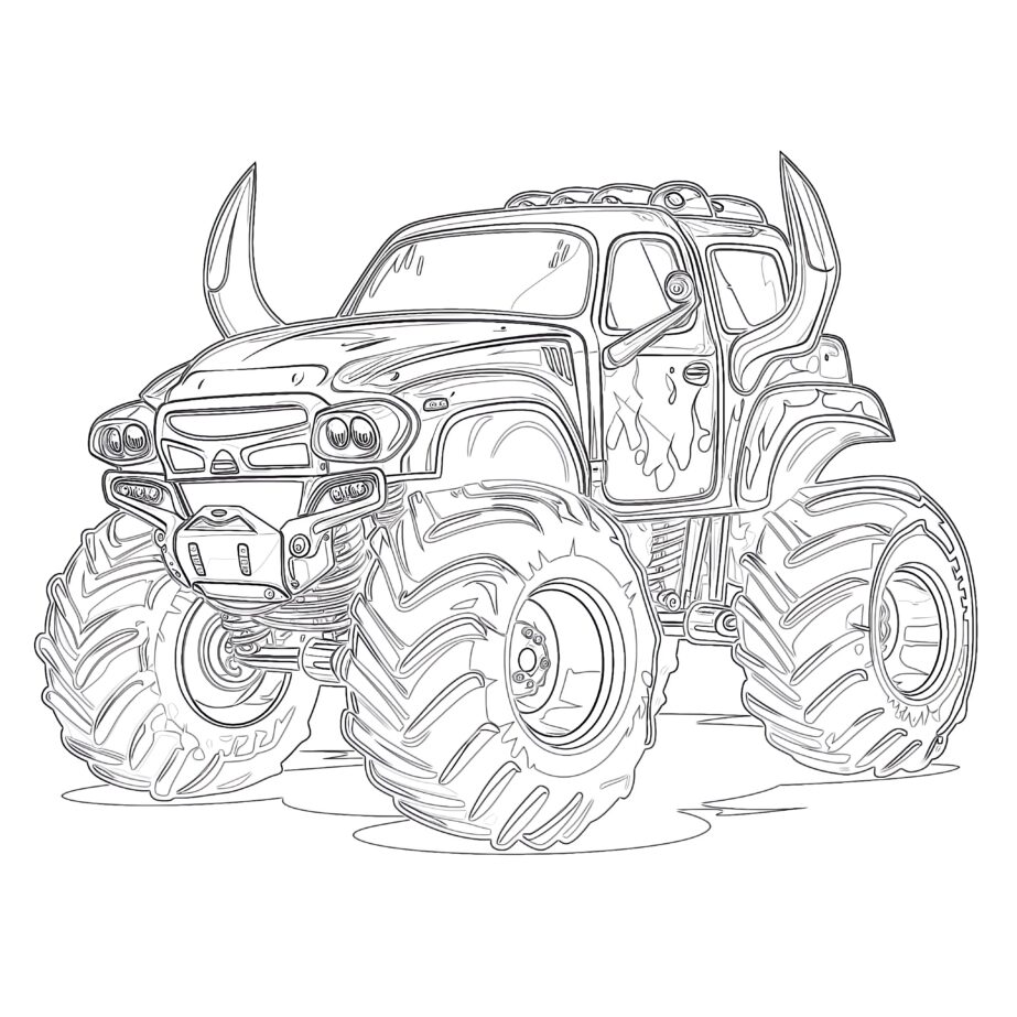Monster Truck With Horns Coloring Page