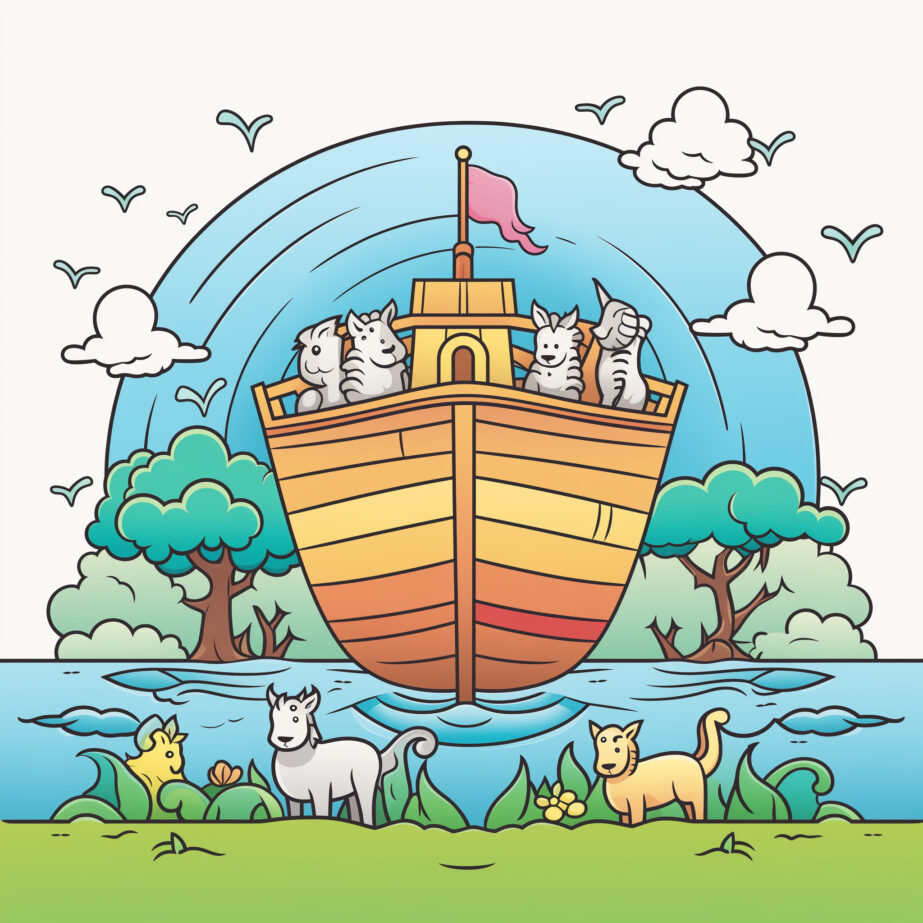 Noah And The Ark Coloring Page 2