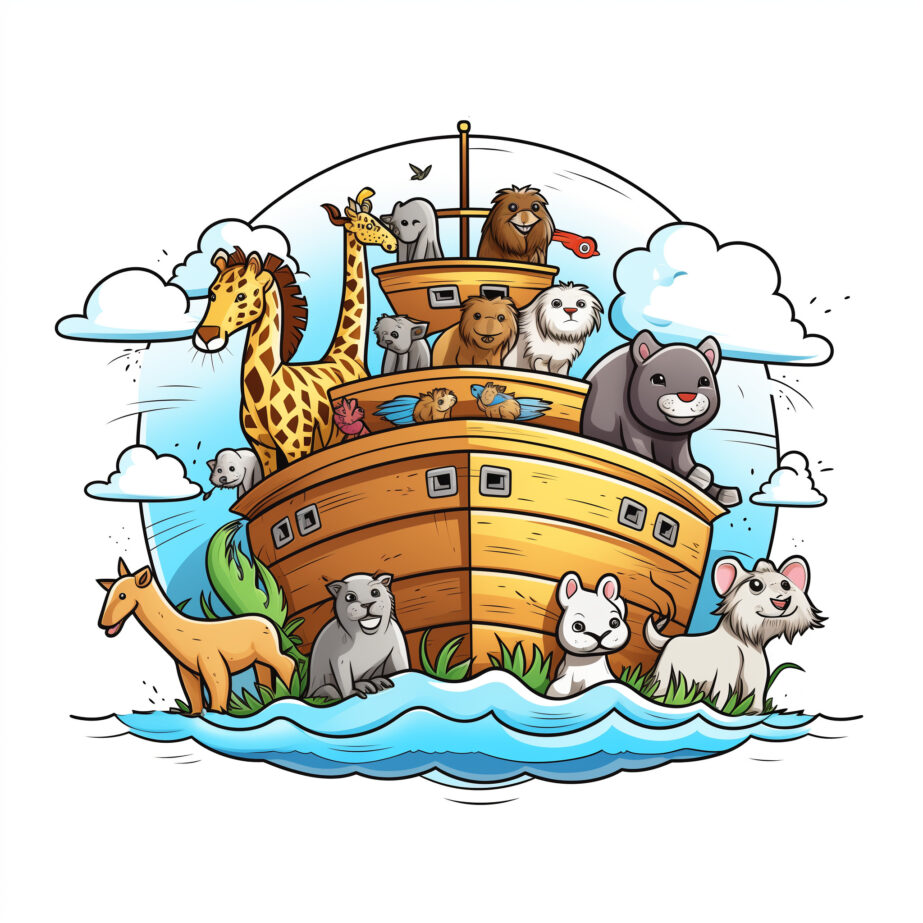 Noah's Ark And The Animals Coloring Page 2