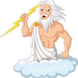 Cartoon Zeus Holding A Thunderbolt - Origin image