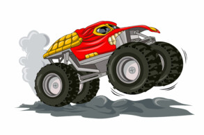 Red Monster Truck Jumping Car - Original image
