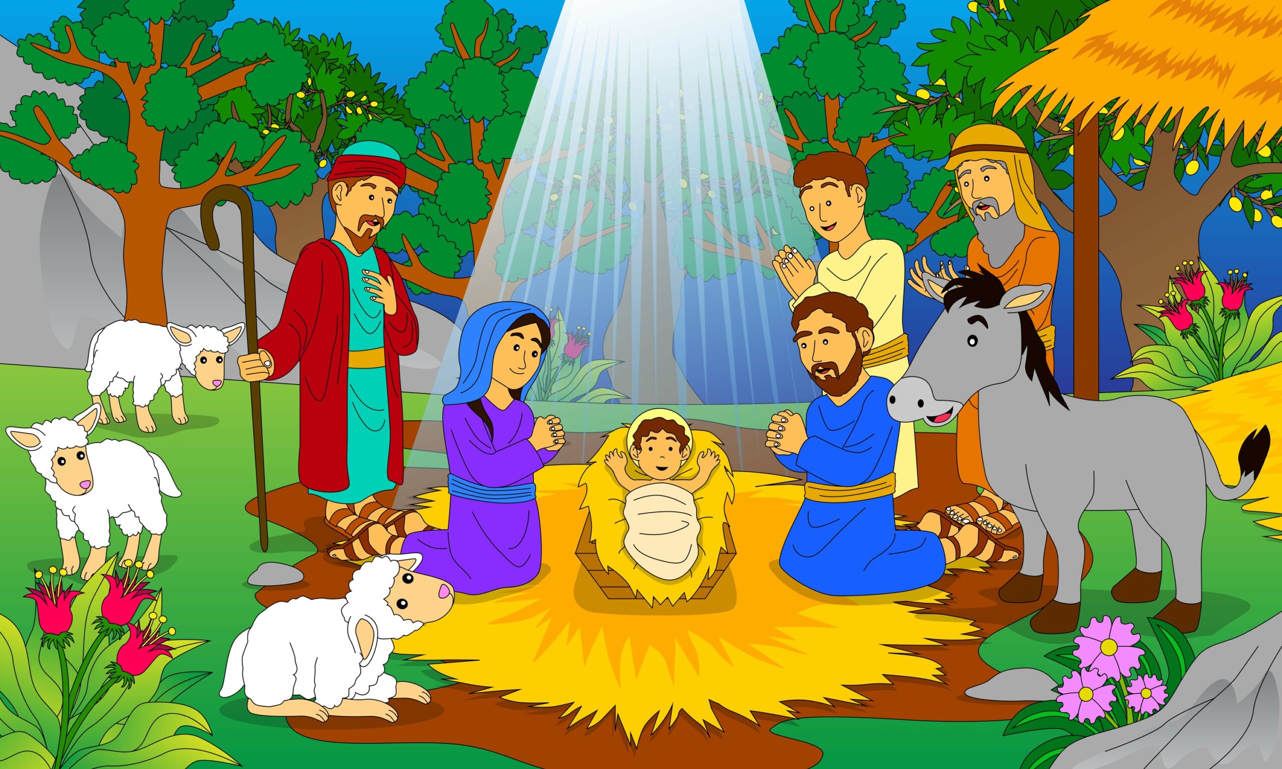 Three Wise Men Visit Baby Jesus - Original image