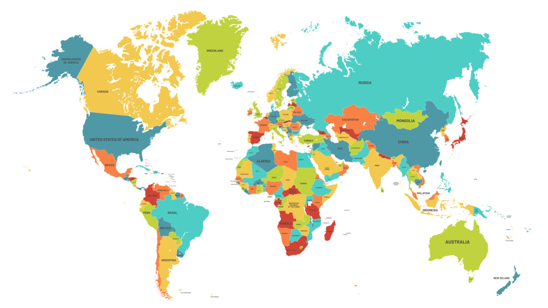 Printable Colored World Map Coloring Page - Mimi Panda